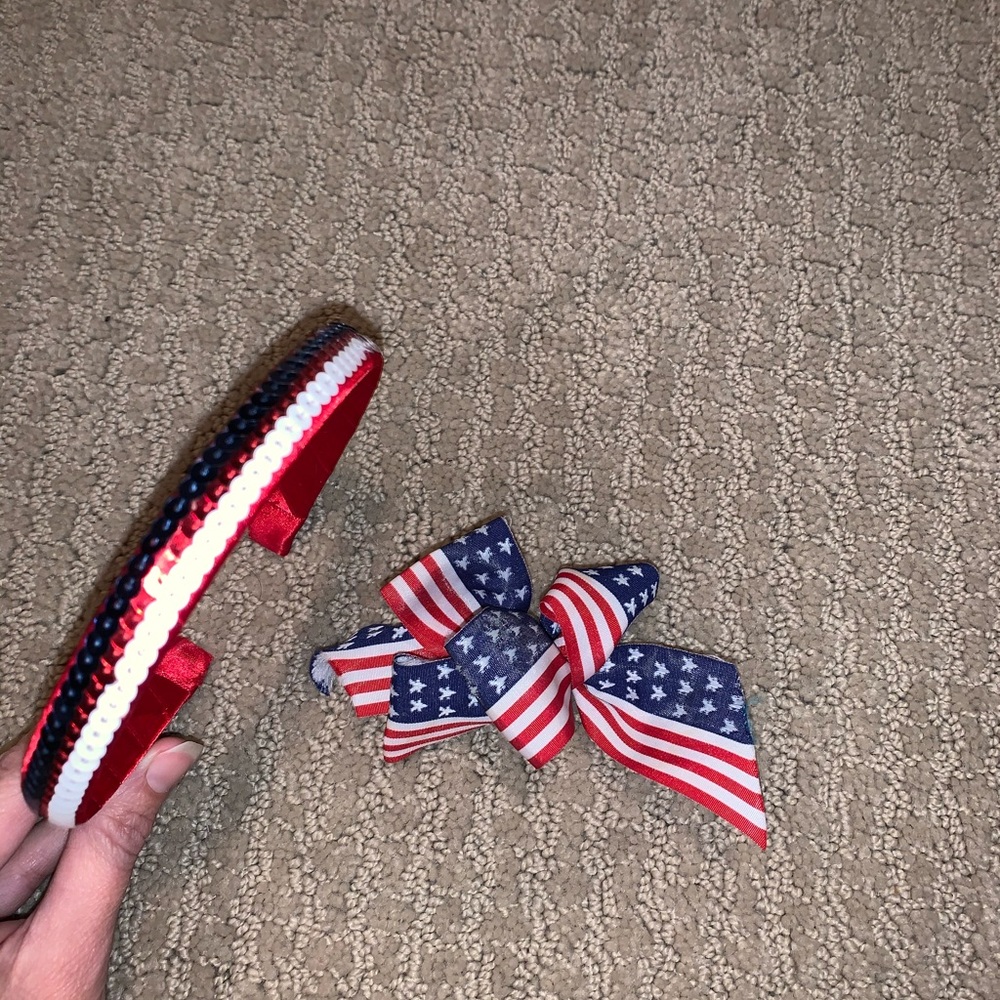 American flag headband & barrette bow